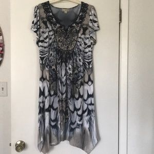 Black Multi Color Rayon Dress
